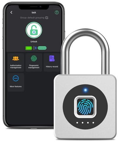Eseesmart Fingerprint Padlock Locker Lock with Bluetooth APP IP65 Waterproof Padlock Stainless Fingerprint Lock for Gym Suitcases Locker Shed Garage