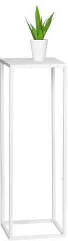 bremermann Tabouret à fleurs, support de plantes en métal, colonne à fleurs moderne idéale pour le salon, l'entrée et le bureau, pour la décoration et les plantes d'intérieur, en métal blanc