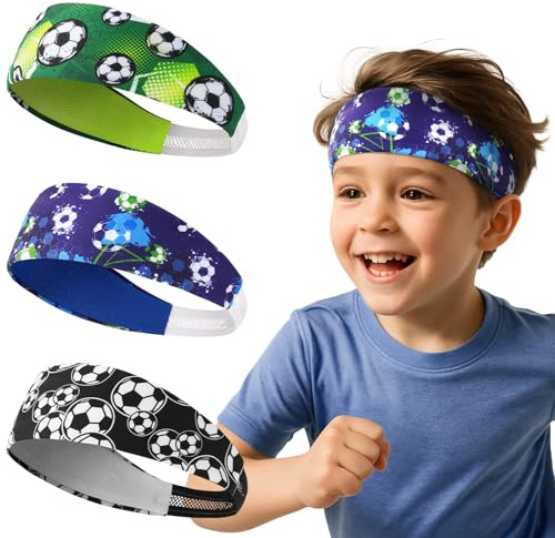 Sport Stirnbänder für Kinder - 3 Stück Haarband Sport Elastisches Stirnband für Mädchen Jungen