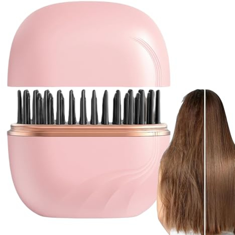 Glättbürste für Frauen – 3 Stufen, wiederaufladbar, tragbar, Anti-Verbrühungskamm, Glättungskamm, beheizte Haarbürste für Frauen – für Urlaub, Reisen, Termine