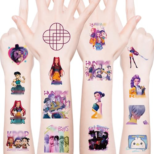 40 Pezzi Huntrs Tatuaggi per Bambini, Tatuaggi Temporanei Bambini Bambina | Tatuagg Impermeabili, Adesivi Finti Tatuagg per Festa Compleanno Ragazze Ragazzi