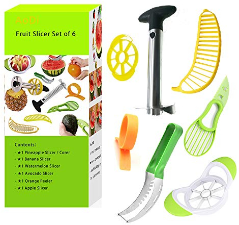 Set para cortar fruta, de acero inoxidable, para pelar y cortar piñas, sandías, aguacates, plátanos, naranjas, y manzanas