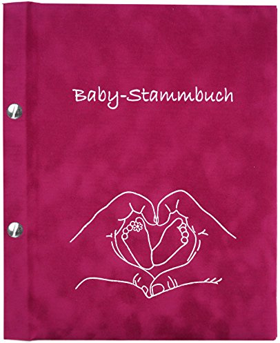 Baby-Stammbuch Paula - Mehr als eine Aufbewahrungsmappe - Mutterpasshülle U-Heft Impfausweis Impfpass Spezialhüllen/aus hochwertigem Velours in Pink