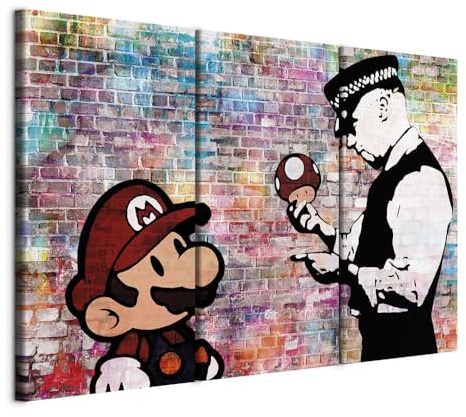 B&D XXL - Leinwandbild Street Art Graffiti, 90x60 cm, 3-teilig, Wohnzimmer | Hochwertige Leinwand, sofort aufhängbar, ideal fürs Wohn- oder Schlafzimmer, wasserfest und lichtecht, langlebig, stilvoll