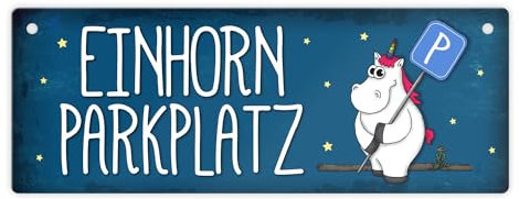 Honeycorns Metallschild mit Einhornparkplatz Motiv