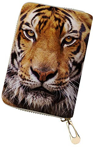Showudesigns Tierleder Kartenetui Damen Mädchen Kreditkartenetui Slim Wallet, tiger, Einheitsgröße, Minimalistisch