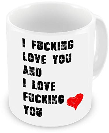 GrassVillage Rude Romantic Mug – I F*ing Love You and I Love F*ing You – Funny Gift for Boyfriend, Girlfriend, Husband or Wife – Valentine’s, Anniversary, Birthday – 11oz Ceramic Cup
