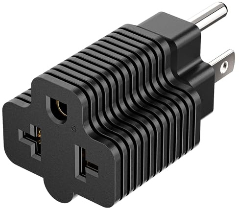 5-15P to 5-15R, 5-20R, 6-15R, 6-20R Adapter, Plugrand 15Amp Household Plug | 15Amp to 20 Amp T Blade Adapter, 4 in 1 AC Power Plug,15A 125V to 20A 250V Adapters- [ NEED WIDE RANGE VOLTAGE Devices]