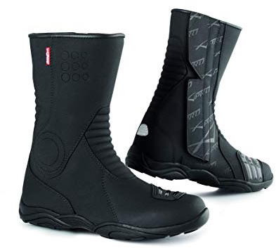 Scarpa Stivale Calzatura Pelle Cuoio Moto Stivaletto Scooter Impermeabile Nero (40 EU)