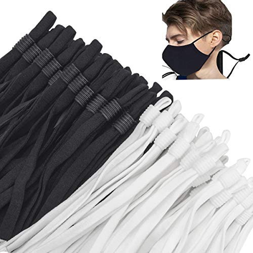 ACCZPRA Lot de 200 cordons élastiques pour masques, cordon élastique à coudre avec boucle réglable pour la fabrication de fournitures antidérapantes