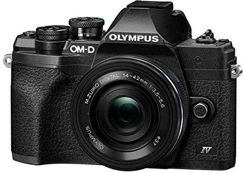 Olympus OM-D E-M10 Mark IV Black Body with Black M.Zuiko Digital ED 14-42mm F3.5-5.6 EZ Lens Kit