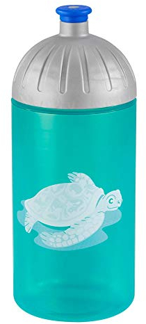 Step by Step Trinkflasche „Happy Turtle“, blau-türkis, auslaufsicher, spülmaschinenfest, BPA-frei, für Schule, Kindergarten, heiße und kohlensäurehaltigen Getränke, für Mädchen, 0,5 Liter