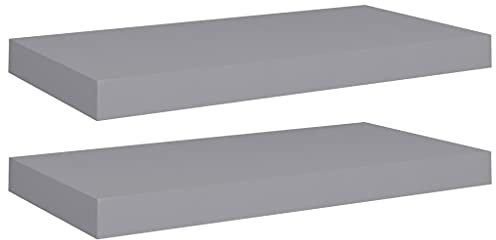 vidaXL 2X Wandregal Schwebend Hängeregal Wandboard Bücherregal Regalbrett Schweberegal CD DVD Regal Dekoregal Grau 50x23x3,8cm MDF