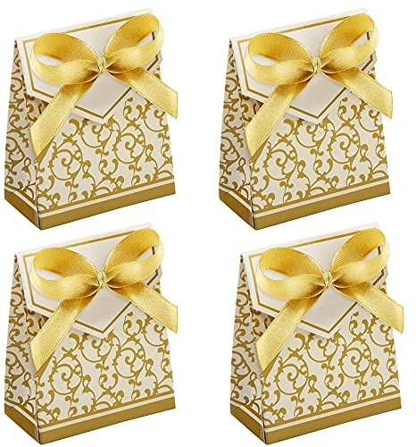 50 Stück Süßigkeiten Geschenkboxen, Geschenkbox Hochzeit, Geschenkbox Klein Weihnachten, Party Geschenkbox, Süßigkeitskästen, für Hochzeitsfeiern, Jahrestag, Brautpartys, Weihnachten (Golden)