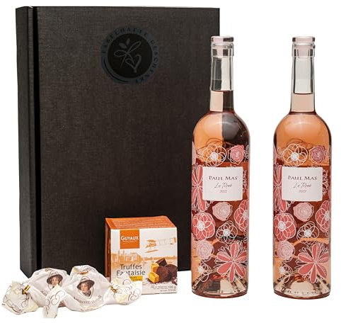 Geschenkset Roséwein mit Schokoladentrüffel und Amaretti