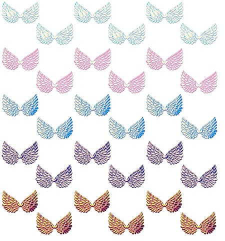 GORGECRAFT 40pcs Laser Angel Wings Stoff Geprägte Schillernde Flügel Patches Applique 5 Farben Mini Flügel Handwerk Für DIY Handwerk Dekoration Kleidung Ornament Liefert Hemden