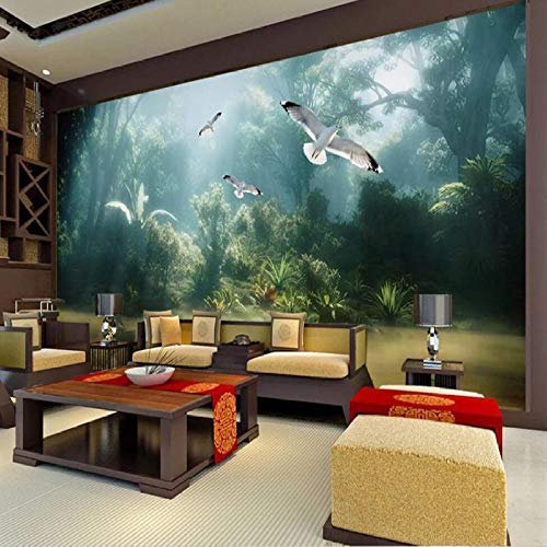 Benutzerdefinierte Wandbild Tapete Mittelalter Gemalt Tropischer Regenwald Landschaft Arbeit Wandbild Hintergrund Wand 430cm(L)×300cm(H)