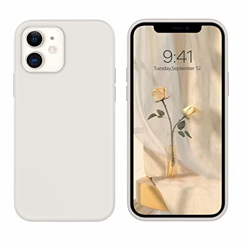 DOMAVER Case for iPhone 12 Silicone Case, iPhone 12 Pro Phone Case Rubber Shockproof Soft Gel Microfiber Lining Full Body Protection Phone Cases for iPhone 12/iPhone 12 Pro 2021 6.1 Beige