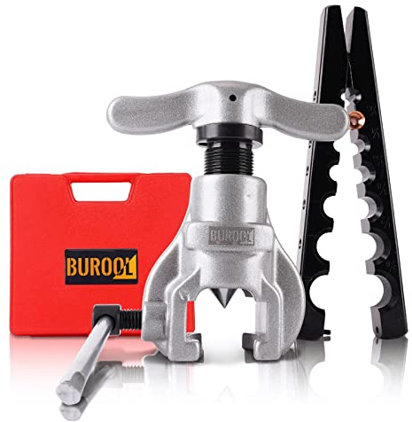 Exzenter-Bördelwerkzeug-Set, 7 Stanzformen, Größen (3/16-3/4 Zoll), 45-Grad-Winkel, exzentrischer Kegel-Typ, Flare-Werkzeug-Set für Bremsleitung, HVAC-System, Kühlung, Kupfer, Weichmetall