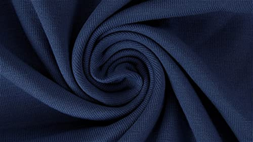 Baumwolljersey YARA-Elastischer Jersey mit insgesamt 190 Farben, Kleiderstoff zum Nähen,150 cm breit, 220 g/m²- 50 cm Schritte, Meterware (Marine-8-YARA)