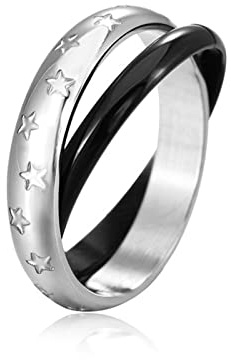 Aotiwe Freundschaftsringe, Schmuck Herren Schwarz Doppelring Edelstahl Größe 60 (19.1) Geschenke für Männer