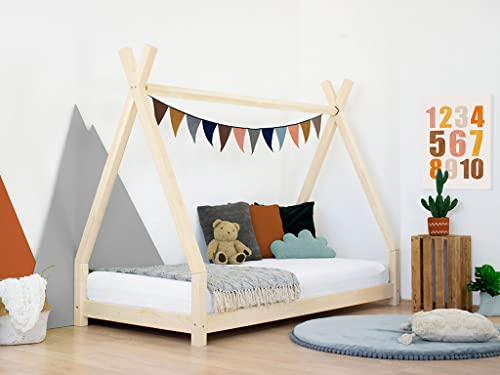 Kinder Tipi-Bett NAKANA - Massivholz - weiß - 140 x 200 cm
