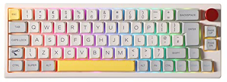 EPOMAKER TH66 Pro ISO Mechanische Tastatur Bluetooth/2.4Ghz 65% Hot Swappable mit RGB,PBT Tastenkappen,2200mAh,Knopfsteuerung für Mac/PC/Gaming (Theory, Flamingo Linear)