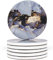 Naivasha Homeware Marble Coasters Set of 6 - Stunning Decorative Coasters in GLOSS Finish, Elegant Stone with Cork Bottom - Day