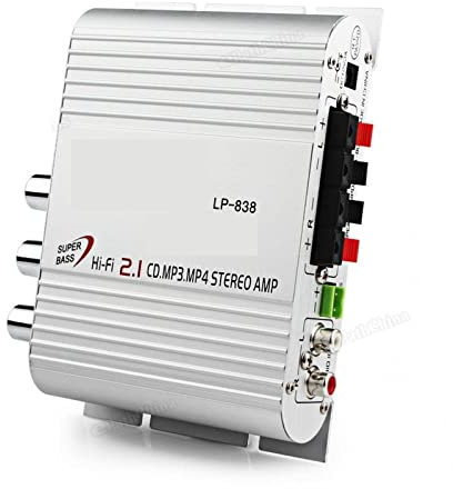 LERORA Auto-Stereo-Verstärker 12V Mini Hi-Fi Auto Auto Stereo Endstufe Amp Booster Radio MP3 Stereo for Auto Motorrad Zuhause