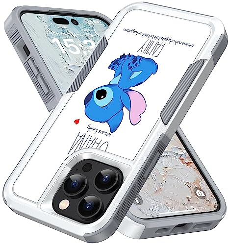 Candykisscase Ohana Means Family Schutzhülle für iPhone 14 Pro, stoßdämpfend, hartes PC und inneres Silikon, Hybrid-Hybrid-Schutzhülle für Apple iPhone 14 Pro