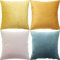 GONOVE Kissenbezüge 40x40cm Weicher Samt Bunte Plain Kissenbezug 4er Set Dekorative Kissenhülle Zierkissenbezüge Kissen für Sofa Couch Zuhause Wohnzimmer, Blau Orange Serie