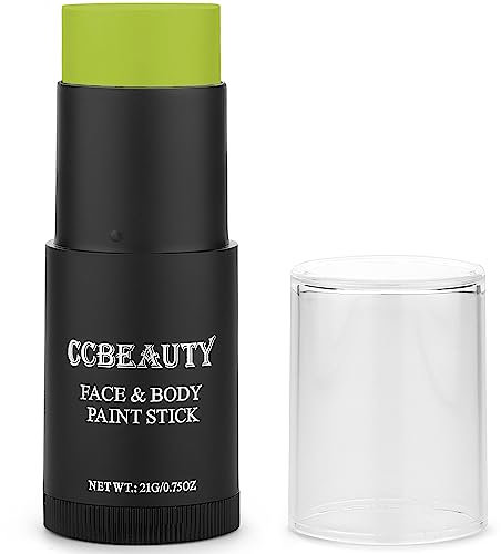 CCbeauty Ogre Green Face Paint Stick,Face Painting Kit,Professional Body Paint For Adults Kids,Non Toxic SFX Makeup For Shrek Disgust Goblin Halloween Costume Cosplay,Full Coverage Painting Foundation