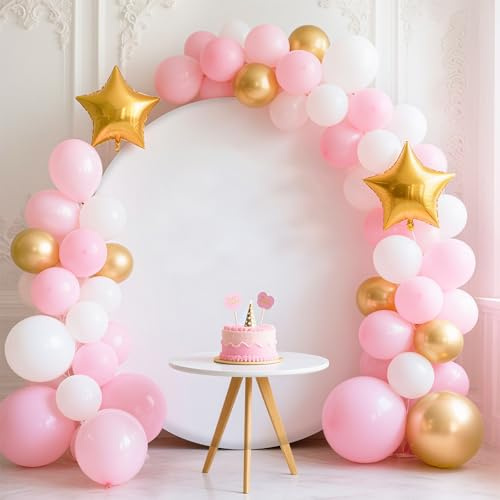 MEHOFOND 6.56 Feet (2Meters) Pure White Circular Background Birthday Baby Shower Wedding Custom Party Decoration Background Banner Newborn Photography Prop (Without Stand)