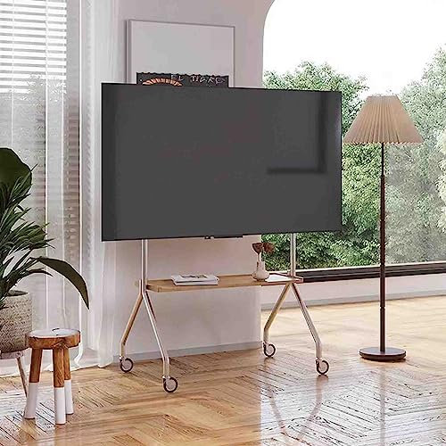 Soporte de TV de Acero Inoxidable, Carrito móvil de pie con Ruedas, Adecuado para TV de 43-75 Pulgadas, para Interior y Exterior, Soporte de TV portátil