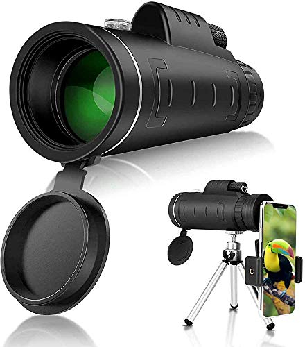 Sternenhimmel-Monokular-Teleskop, klare Nachtsicht mit verstellbarem Stativ für Handy-Vogelbeobachtung, Jagd, Wandern, Camping, Reisen, Monokular 40 x 60 BAK4 h Leistung, wasserdicht, schwaches Lich