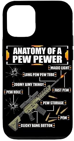 Anatomy of a Pew Pewer - Maschinengewehr Waffen Spruch Hülle für iPhone 15