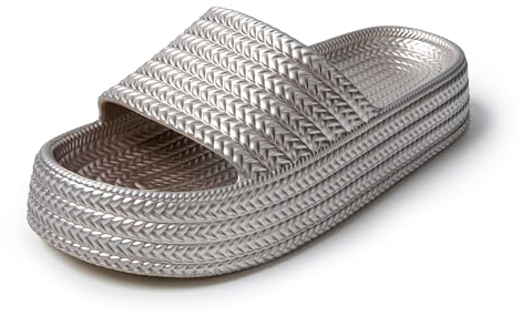 JOMIX Ciabatte Donna Estive Gomma EVA Pantofole Estate Morbido Slippers Nuvola Comodo da Casa Mare Spiaggia Sandali Bassi Ragazza SD9288 Argento 37