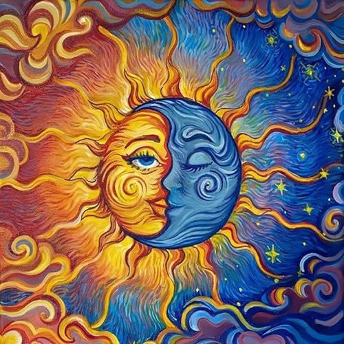 Sonne und Mond Diamond Painting Erwachsene,Sonne Mond Diamant Painting Bilder Erwachsene,Diamond-Painting Arts Craft für Home Wand Decor(30x30cm)