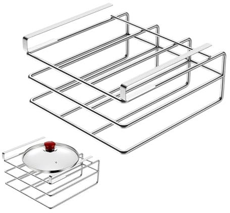Fukamou Schneidebrett-Aufbewahrung, Schneidebrett-Organizer, Schneidebrettständer Unter Dem Schrank, Schneidebrettständer -mit Haken Unter Dem Schrank-Organizer, Schneidebretthalter, Ohne Bohren,
