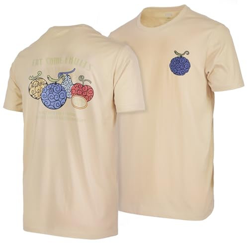 Devil Fruit One Ruffy Piece Monkey D Luffy Sun God Nika Gear 5th Gear Anime Premium 100% Cotton Crew Neck Short Sleeve Mens T-Shirt Unisex Tops(Beige,L)