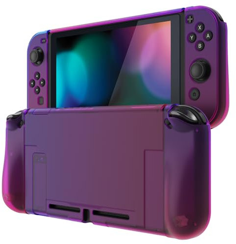 PlayVital Funda Dura para Nintendo Switch - Carcasa Protectora Separables para Joycon,Dockable Cover, Material PC Resistente a Golpes, Diseño Cómodo para Juego (Púrpura Rosa Rojo)