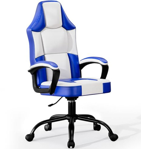 Fruyyzl Chaise Bureau Enfant Bleu, Chaise Gaming Pas Cher en Cuir PU Respirante, Chaises de Gamer Réglable en Hauteur, Siege Gaming Pivotante Mobile, Gaming Chair Confortable pour Adultes et Enfants