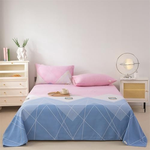 HAIBA Bettlaken ohne Gummizug 200 x 230 cm Betttuch ohne Gummi Baumwollstoff Laken zum zudecken mit 2 Kissenbezug