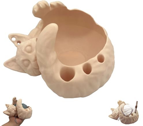 3D Dreamy Cat Yarn Storage Bowl, Craft Yarn Bowl for Crocheting and Knitting, Pretty Yarn Holder Organizer, Desktop Ornament Decor, Indoor Decoration for Girls, Ideal for Cats Feeding Bowl