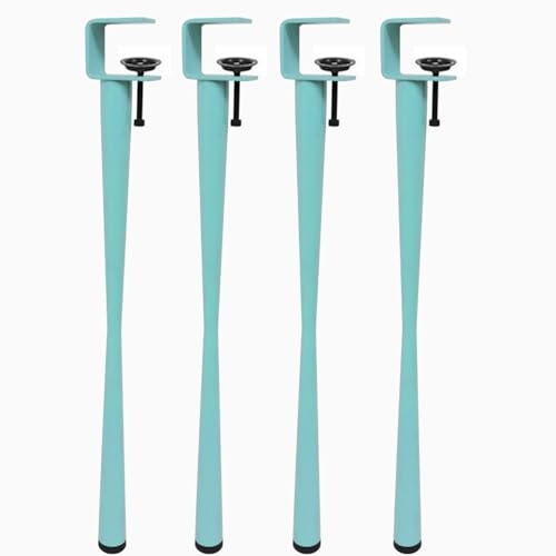 DJCYGG 4 Pack F-shaped Clamp-on Table Legs,Adjustable Table Legs Metal Furniture Legs Worktop Support Leg,for Work Table Coffee Table Breakfast Bar Table,No Punching Design (45cm(17.72in),Sky Blue)