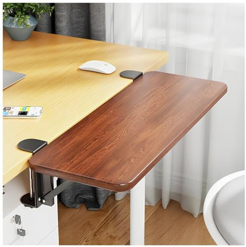 GUOGLZ Ergonomics Desk Extender Tray, Large Size Foldable Keyboard Drawer Tray, Can Be Used As Armrests Shelves, Desktop Extensions For Home And Office (40 * 20cm), Brown