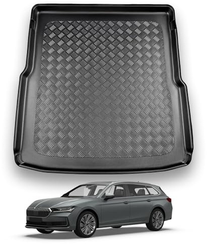 NOMAD Boot Liner Mat for Skoda Superb Estate 2024+ [Adjustable boot floor] | Tailored PE Car Boot Protector Tray, Waterproof Raised Edge Trunk Mat, Easy Clean Cargo Floor Liner