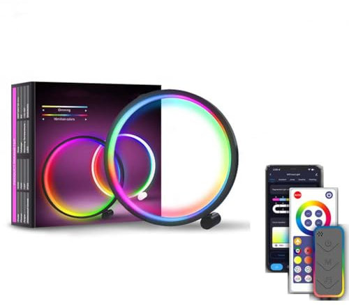 AoLa LED Smart Tischlampe RGB TV Hintergrundbeleuchtung Lampe mit Fernbedienung WiFi Sync/APP Sprachsteuerung LED Tischleuchte Dimmbar Rund Gaming Lampe für Gaming Filme PC TV Raumdekoration