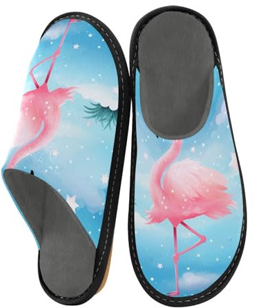 Pantofole rosa fenicottero blu cielo, pantofole antiscivolo per donne uomini pantofole calde scarpe da casa pantofole per interni ed esterni, Multicolore, 43/44 EU