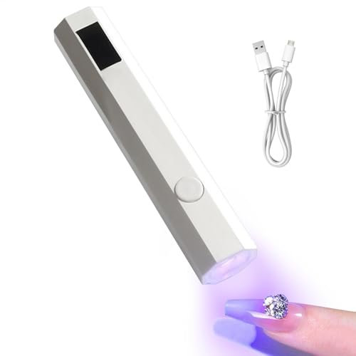 UV Nail Lamp, Handheld Gel Polish Dryer, 4.06x0.75in Compact Led Nail Light, 2 Timer Settings, Rhinestone Glue Curing, Led Display for Travel Friendly, Home Salon Use